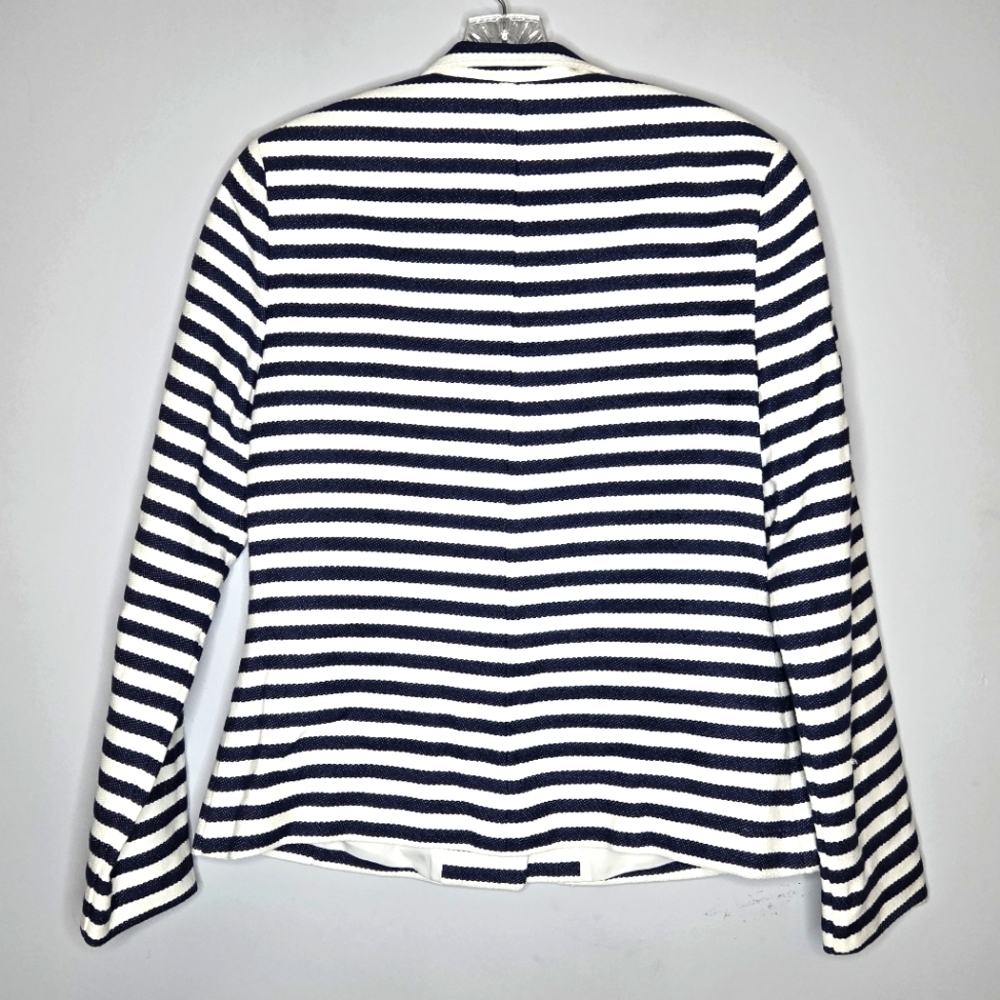 Sail to Sable Stripe Blazer Navy Blue White Stripes Nautical Luxury Size Small‎ - Picture 8 of 8